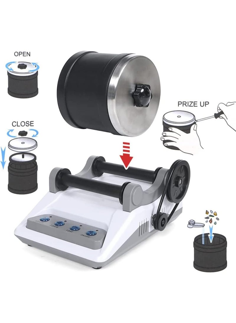 Bukela طقم مطحنة الصخور، مصقل الصخور للأطفال والبالغين، يتضمن 2 أحزمة، كيس من الحجارة الخام، 4 طحن خشن، طحن ناعم، جزيئات تلميع - Image 1